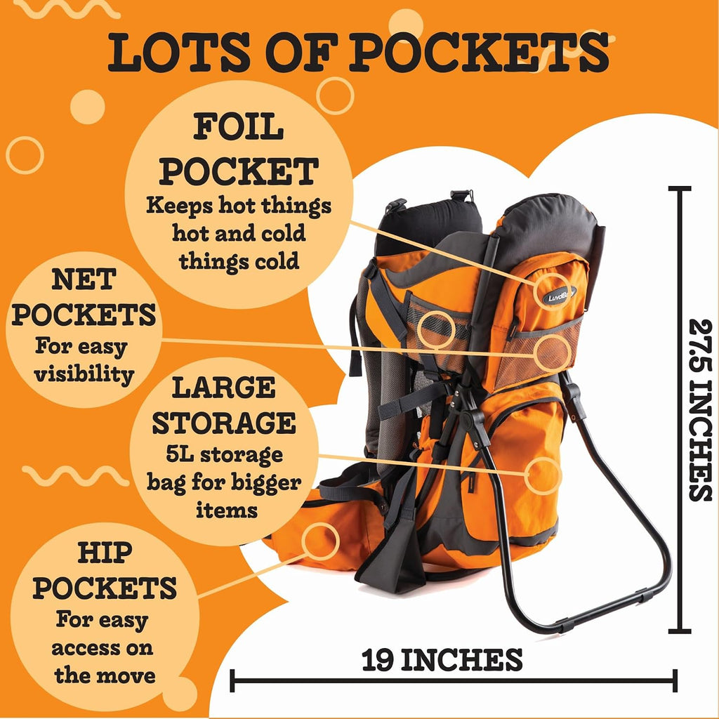 Hiking Baby Carrier Backpack - Toddler & Child Carrier | Includes Diaper Change Pad, Insulated Pocket, and Sun & Rain Hood to Keep Your Child Comfortable on the Trail. up to 40 Lbs.